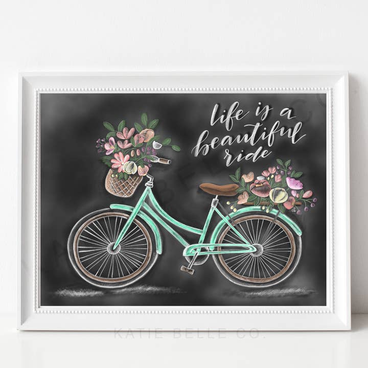 Katie Belle Co. – wholesale Konsttryck – Cykelkonst/utomhusälskare/vår/sommardekor/blomma