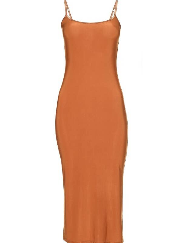 Naked Midi Mustard Dress for wholesale by MS CAMPBELL