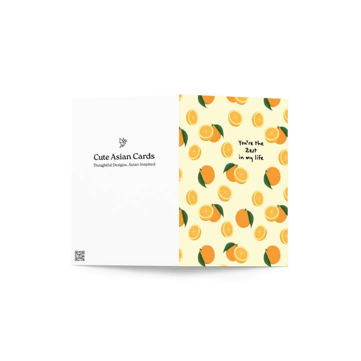 Cute Asian Cards - Wholesale Love Card - You're the Zest Asian Greeting Cards | Cut Fruit Mandarin Orange Food3