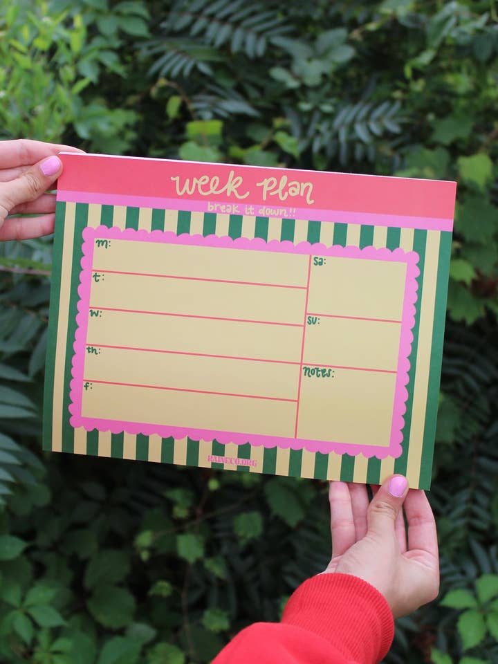 Week Plan Jumbo Notepad for wholesale by Raine Company