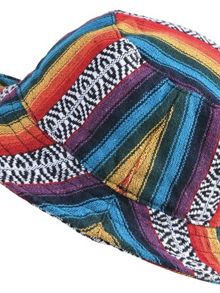 Rainbow Gheri Fabric Nepalese-Crafted Hat for wholesale by Foot Path Trading Co