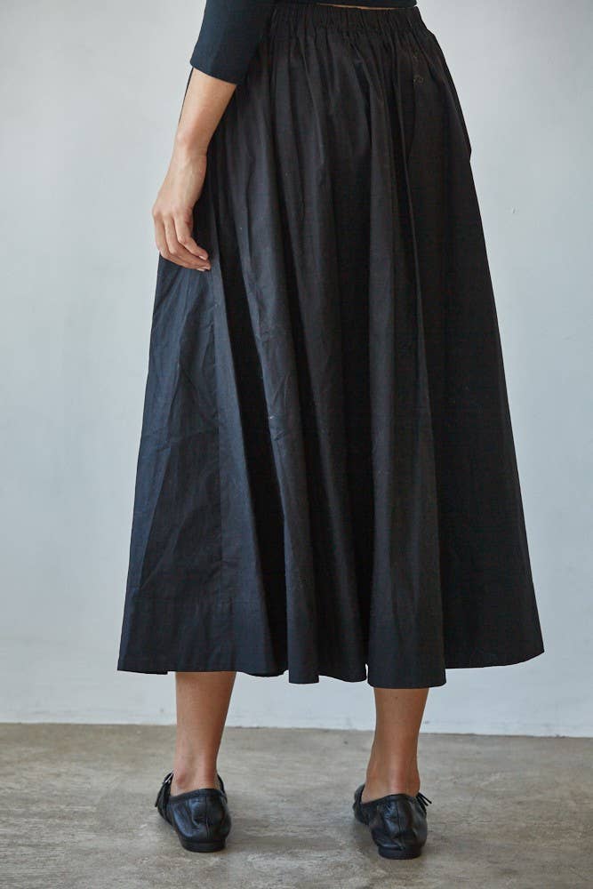 By Together - Wholesale Skirt - Women's - L8829B | Woven Cotton Elastic Waist Flare Midi Skirt 5
