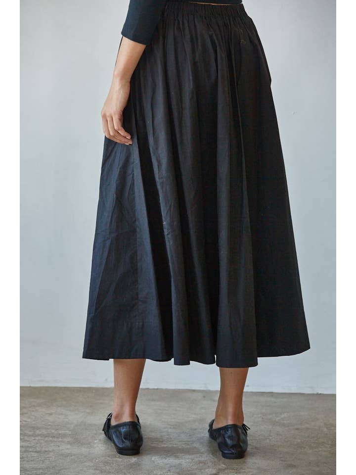 By Together - Wholesale Skirt - Women's - L8829B | Woven Cotton Elastic Waist Flare Midi Skirt 5