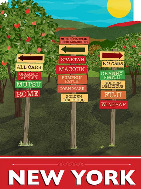 Apple Farm Illustration for wholesale by LOST DOG art & frame