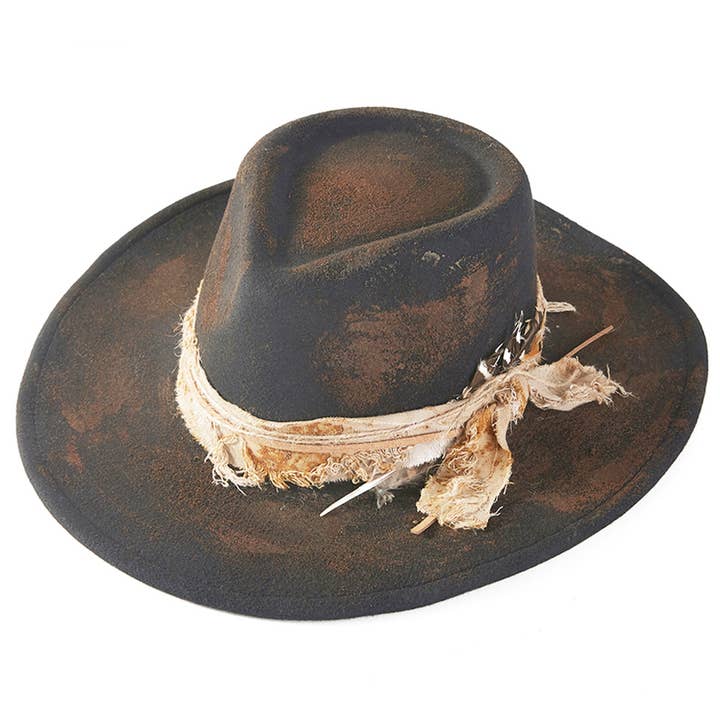 Hana - Wholesale Cowboy Hat - Women's - Rustic Cowgirl with Feather Fedora Hat3