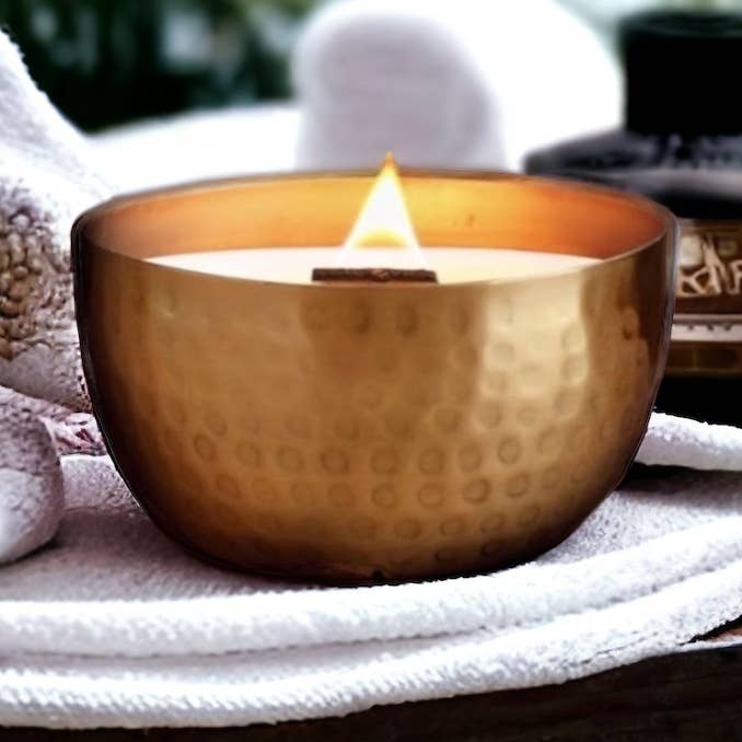 Santal & Shea Butter-Solid Brass 14oz Pure Soy Candle and other Purchase Wholesale lux fragrances. Free Returns & Net 60 Terms on Faire trending on Faire.