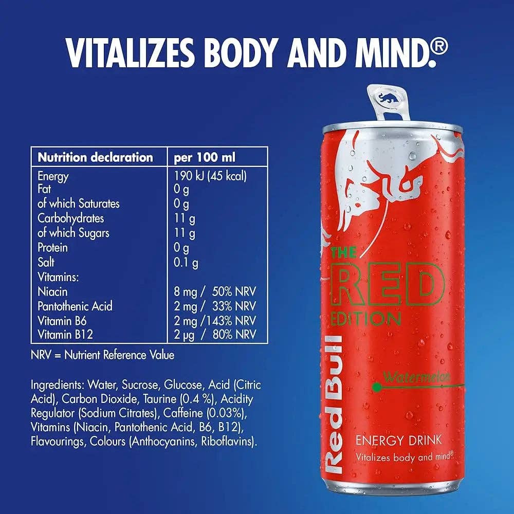Echo Sales Canada – wholesale Sport-/energidryck – Red Bull Energidryck, Röd Edition - Vattenmelon, 250 ml (24-pack)1