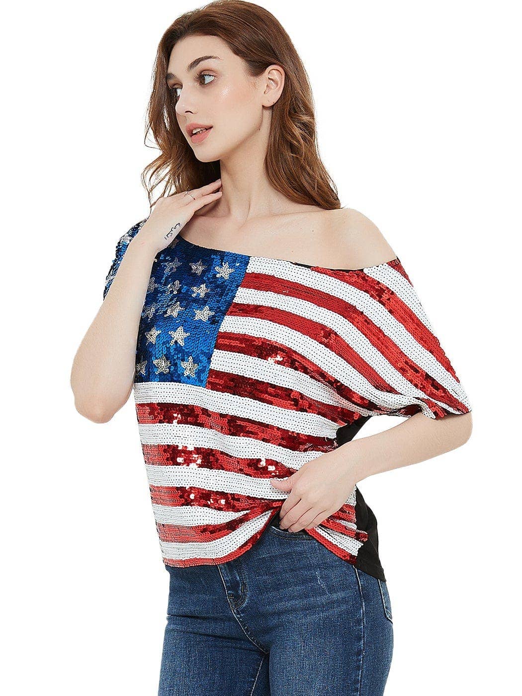 Anna Kaci Wholesale - Wholesale Camisole - Women's - Patriotic American Sequin Camisole Top10