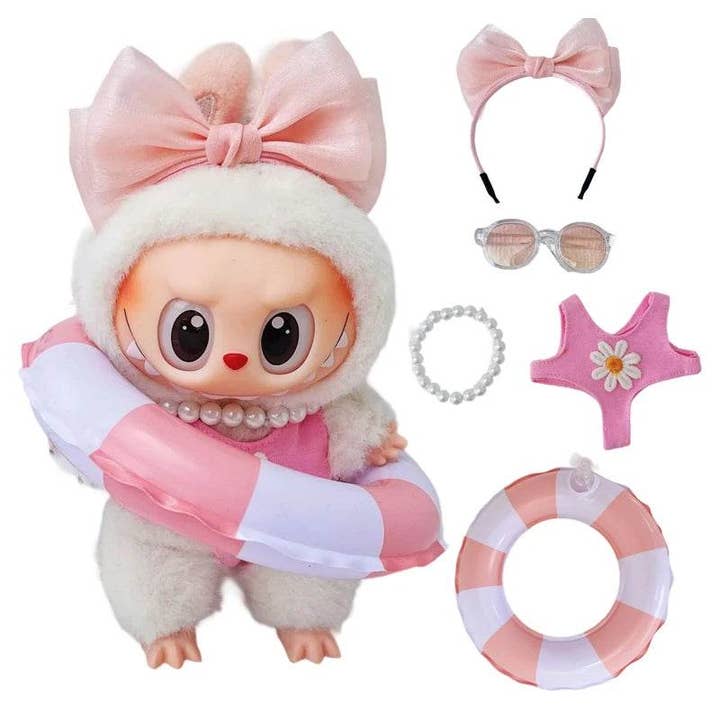 Premium Summer Daisy Swimwear Set For 17cm Labubu Doll for wholesale by THE INTSUP USA