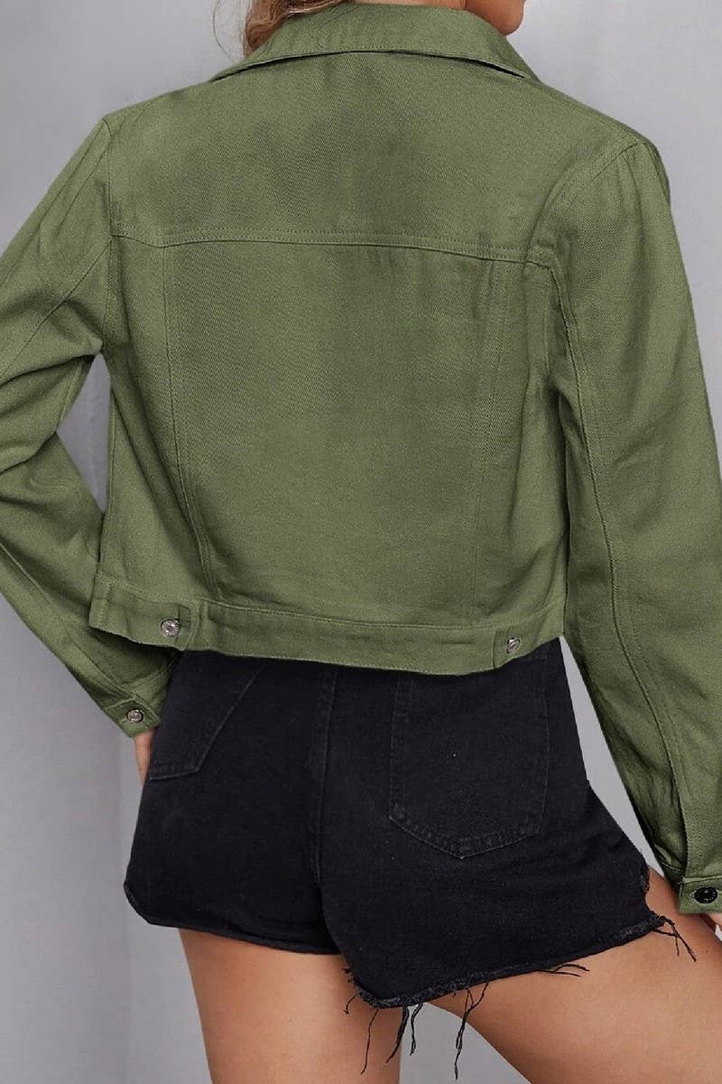 NINEXIS - Wholesale Denim Jacket - Women's - CWJJ0138_WOMEN'S CASUAL CROPPED DENIM JACKET TOP15