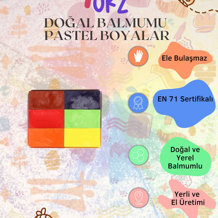 COLORZ - Wholesale Kleurpotloden - Kinderen en baby - Natuurlijke bijenwas blokkrijtjes (6 stuks)2