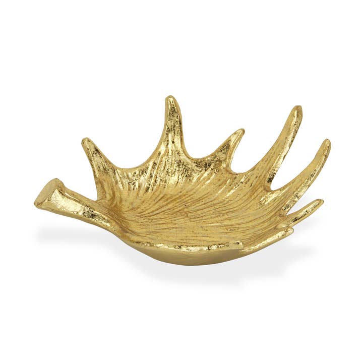 Cheungs Home Decor - Venta al por mayor Bandejas/platos/boles decorativos - Plato decorativo Widal de hierro fundido dorado con cuernos0