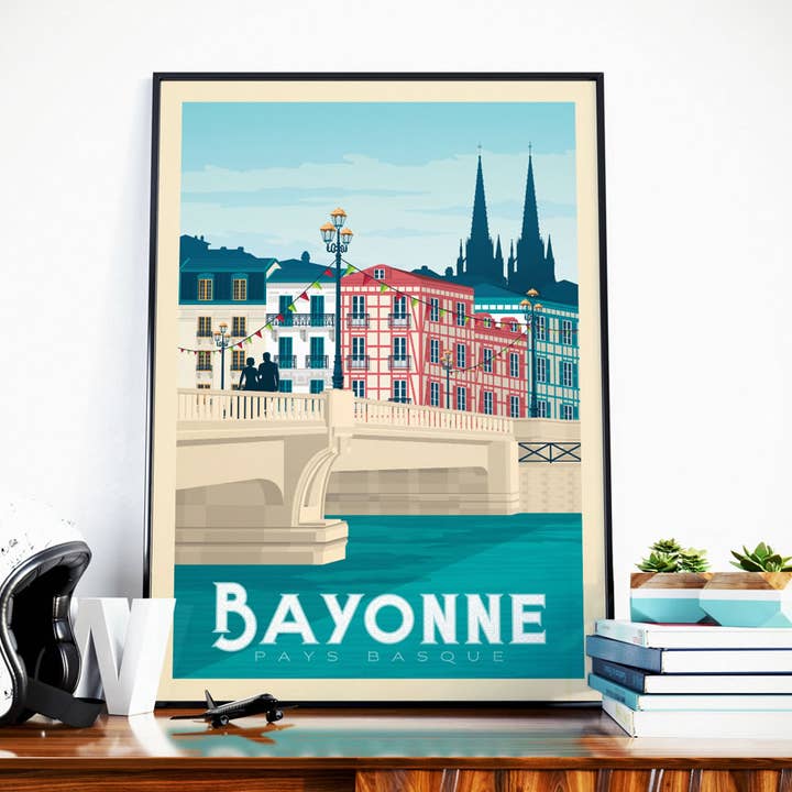 Bayonne Basque Country - France travel poster for wholesale by Olahoop Travel Posters