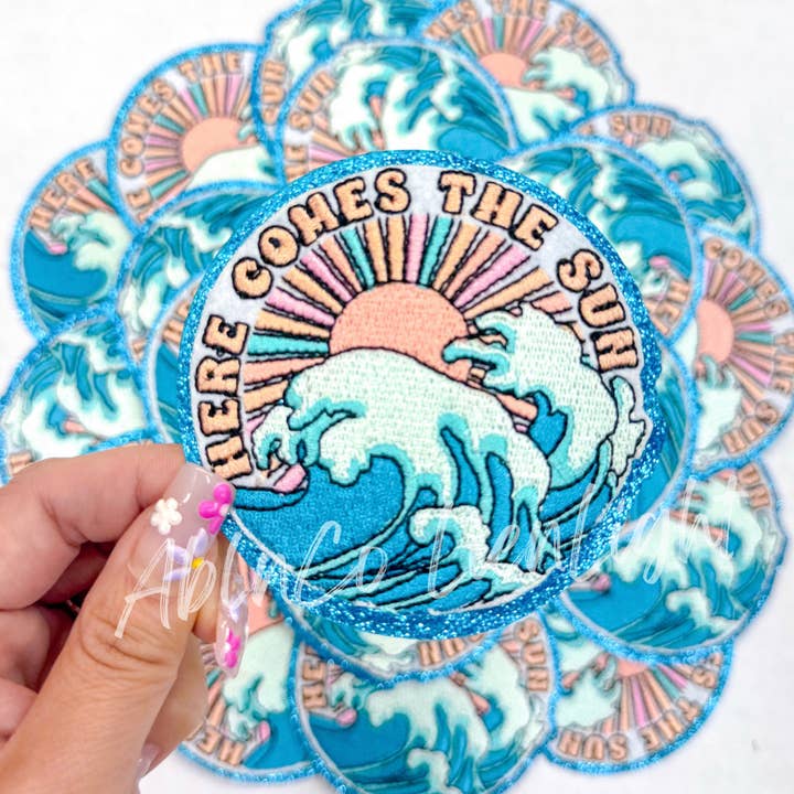 ABLNco - Wholesale Patch - here comes the sun beach glitter trucker hat patches iron on