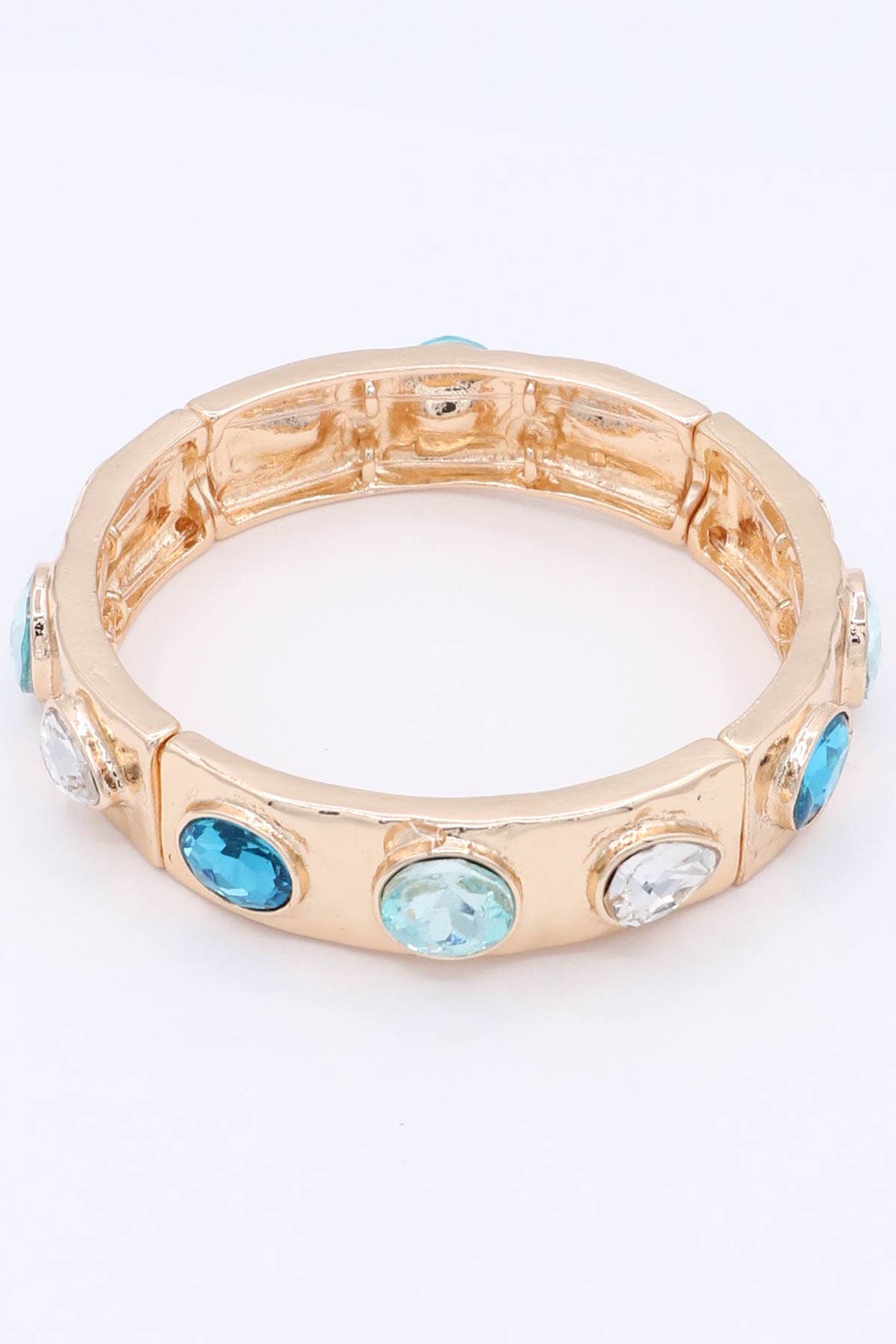 Mint & Shine - Vente Bracelet jonc - Bracelet extensible en métal avec cristaux facettés3