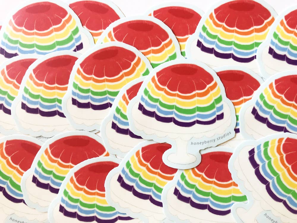 Honeyberry Studios - Wholesale Sticker - Rainbow Jello Mold Vinyl Sticker   1