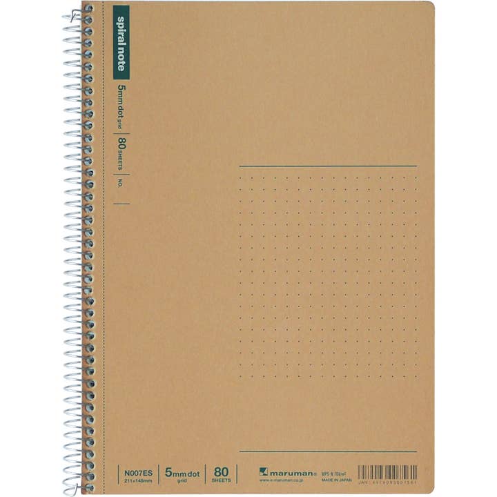 MARUMAN SPIRAL NOTE BASIC NOTEBOOK A5 DOT GRID 80 SHEETS for wholesale by JPT America
