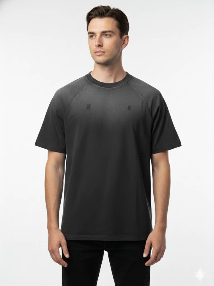 Acid Wash French Terry Cotton T-Shirt for wholesale by TJ Printing Supplies