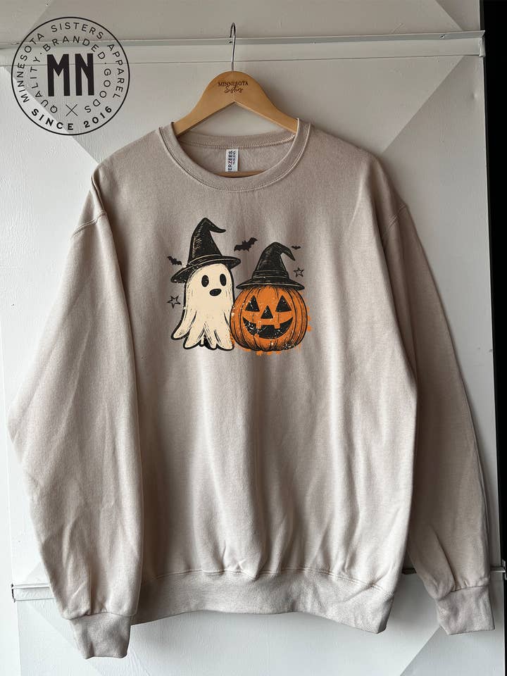 Boo & Pumpkin Halloween Crewneck for wholesale by Minnesota Sisters