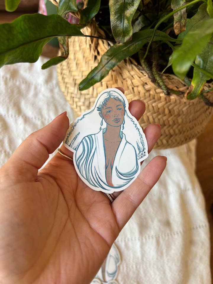 Wasserdichter Wave Girl Sticker — Ocean Vibes, Surf Art, Beach für den Großhandel von Studio Undine