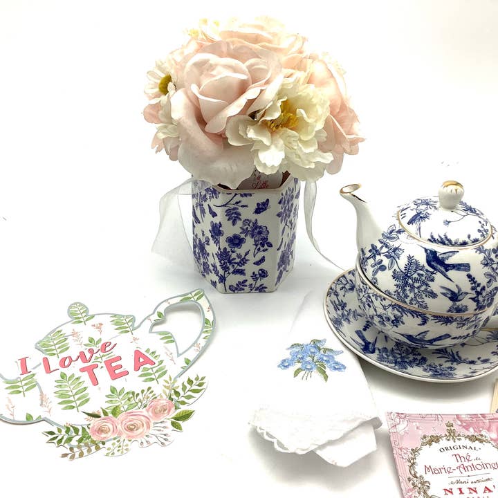 Flower Vase, Blue White Floral Chinoiserie Tea House Wedding for wholesale by All Little Cute Things