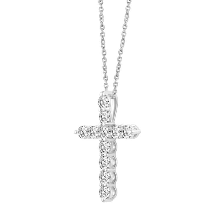 Fifth and Fine - Wholesale Pendant/Charm Necklace - 1/5Cttw to 1.00Cttw Classic Diamond Cross Pendant in Silver7