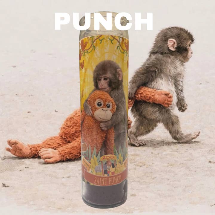 Bougie d'autel de prière Luminary Punch the Monkey pour la vente par The Luminary and Co.