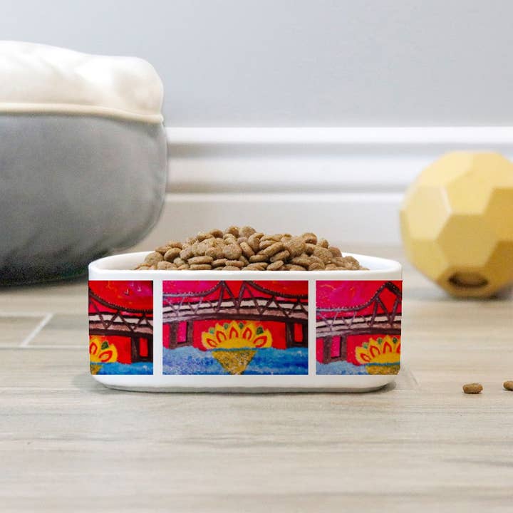 Crescent City Ceramic Pet bowl for wholesale by NOLAs Finest Pet Care llc