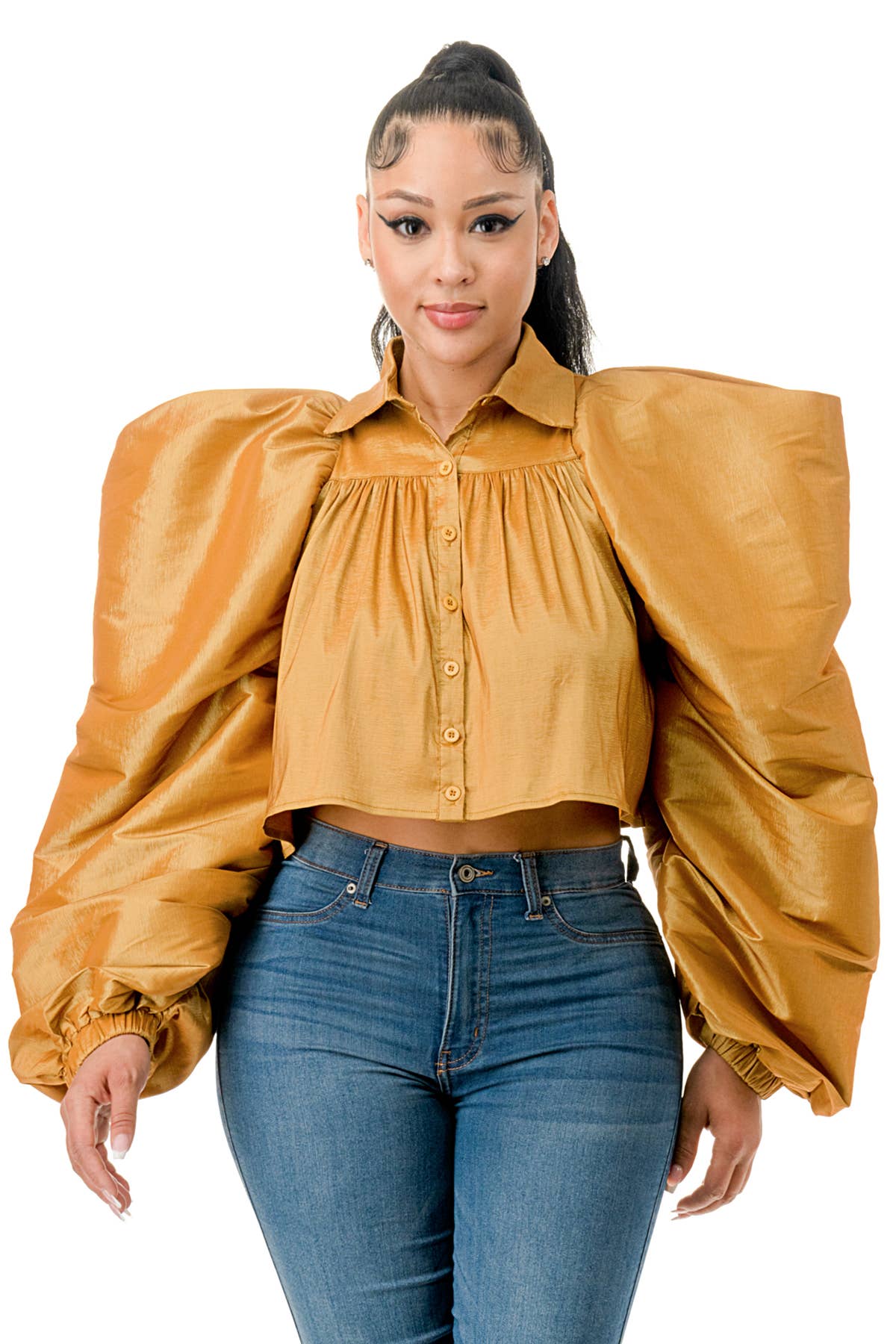 Namatt Design - Wholesale Blouse - Dames - Reguliere Ballon Lange Mouwen Uitlopende Shirts Crop Top8