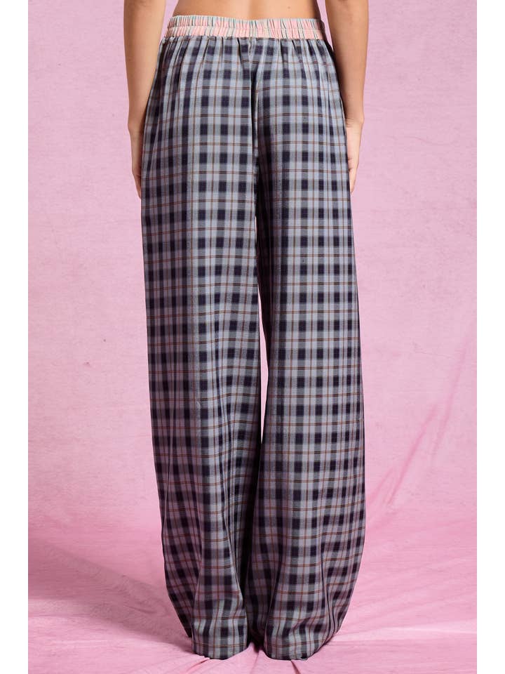 Mimosa - Vente Pantalon – femme - Pantalon boxeur à carreaux avec ceinture contrastante4