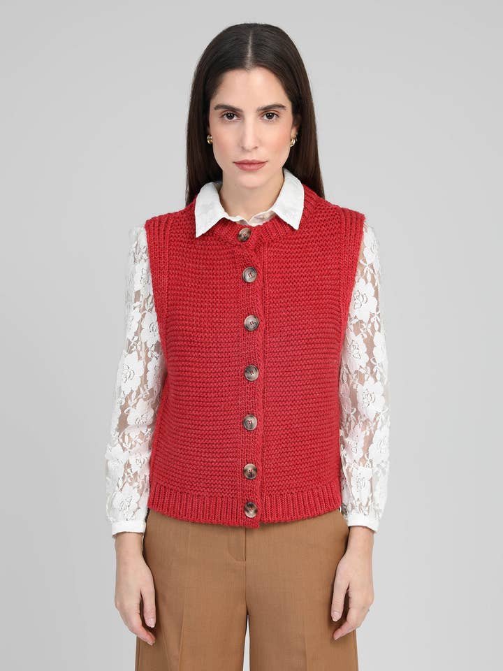 CARDIGAN SEM MANGAS LEJICKY vermelho por atacado de An'ge