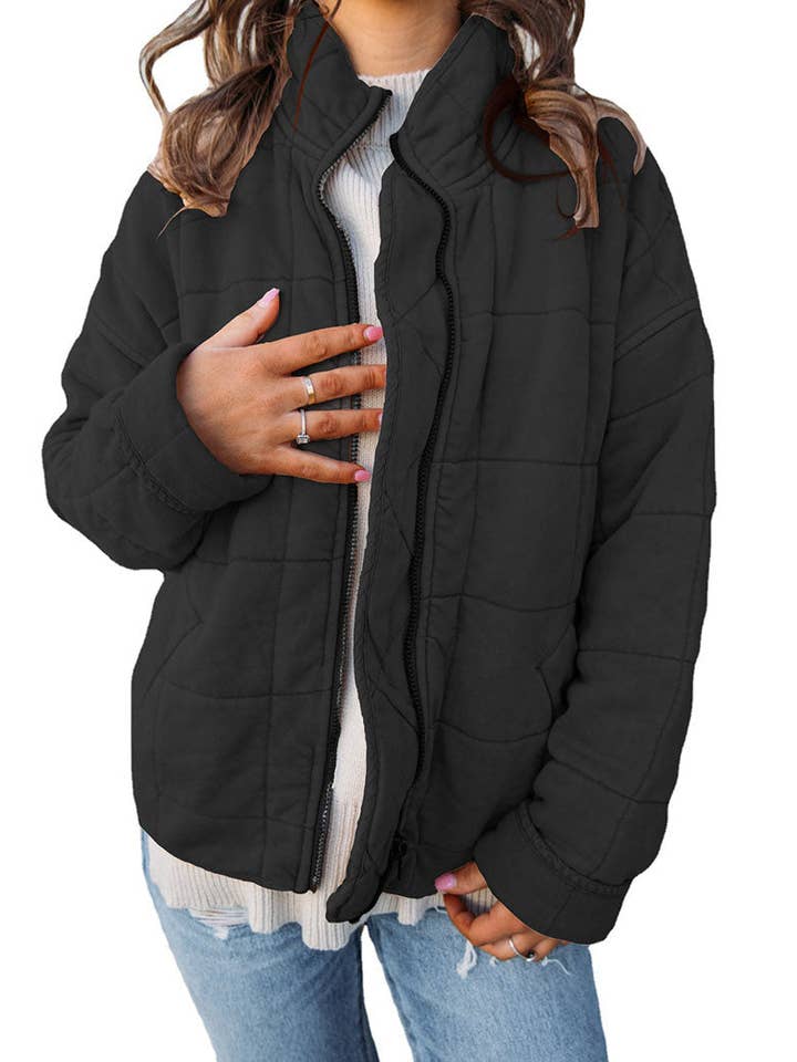 safistyle - Wholesale Jacket - Women's - Quilted Zip-Up Jacket with Stand Collar9