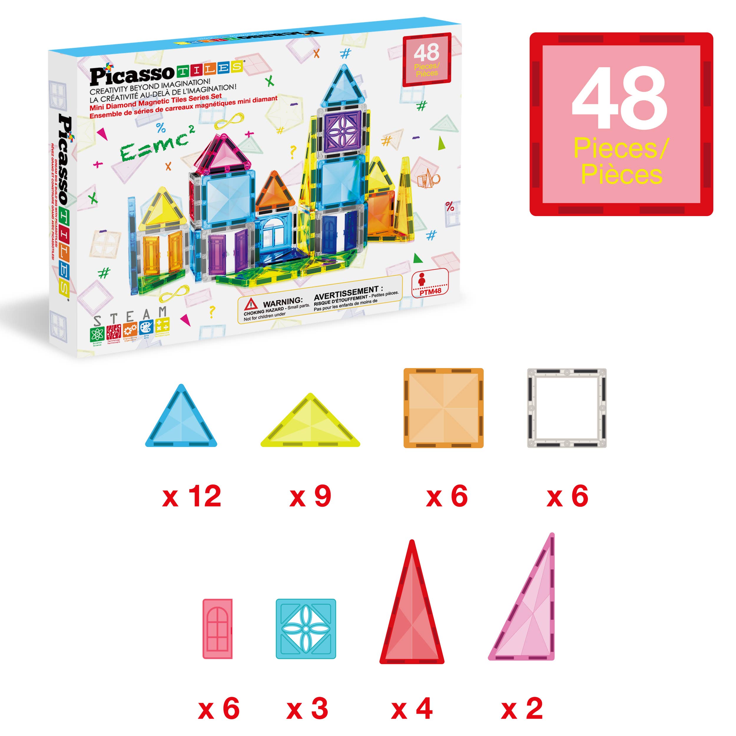 PicassoTiles - Wholesale Toy Set - Kids - PicassoTiles 48 Pieces Travel Size Magnetic Tiles Toy2