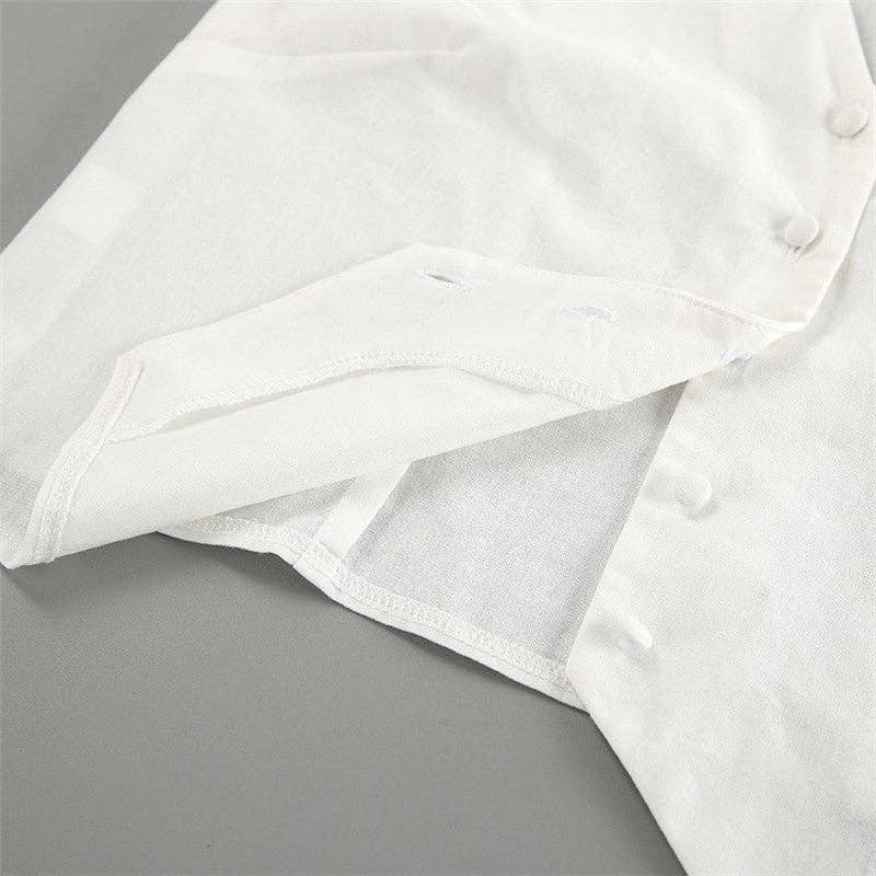 BLANCO Conjunto de blazer sin mangas y pantalones de mezcla de lino blanco de venta al por mayor en Faire8