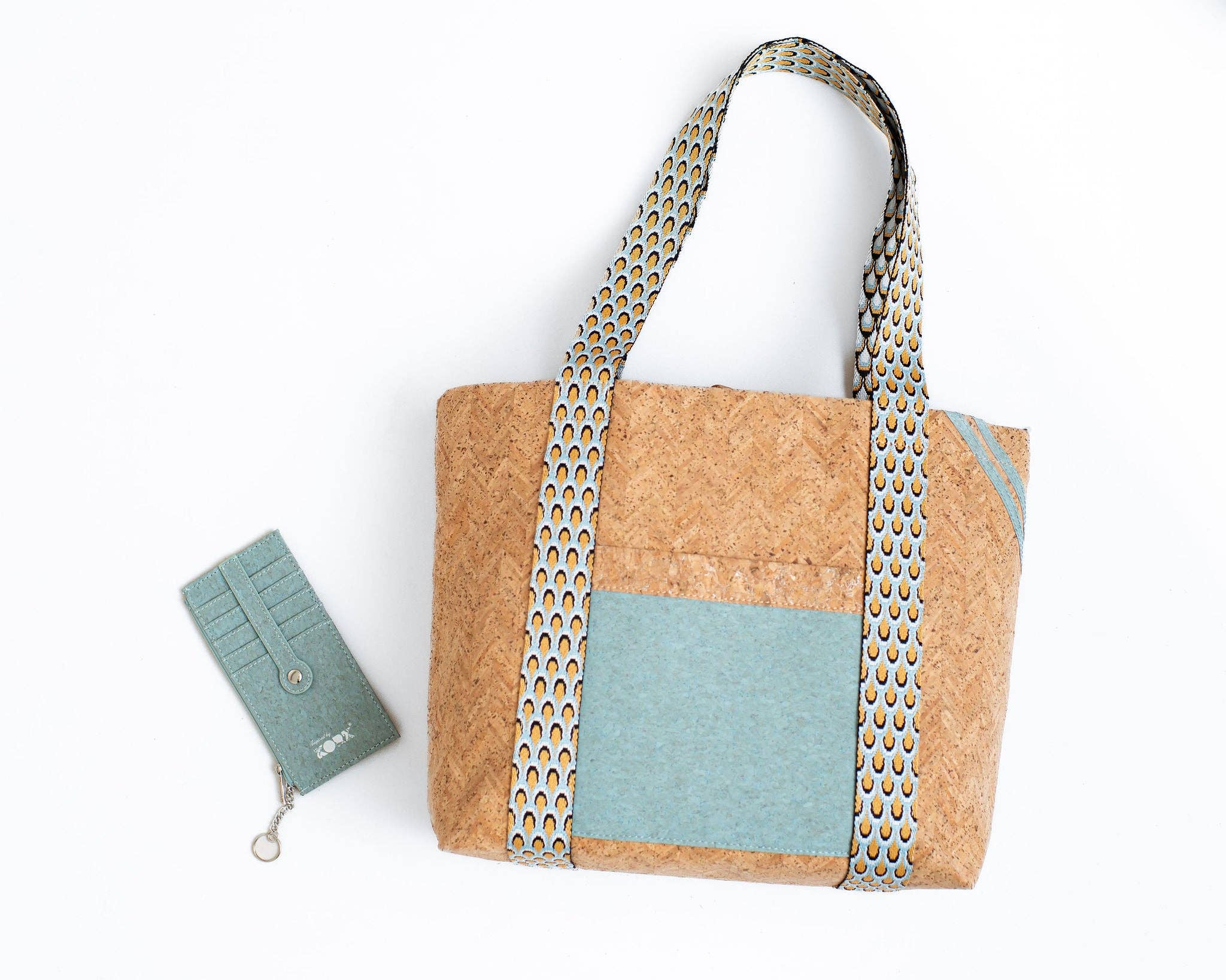 KORK & Inspired by KORK - Wholesale Tote Bag - Women's - Cordova Cork Convertible Tote Bag - Natural w/Blue4