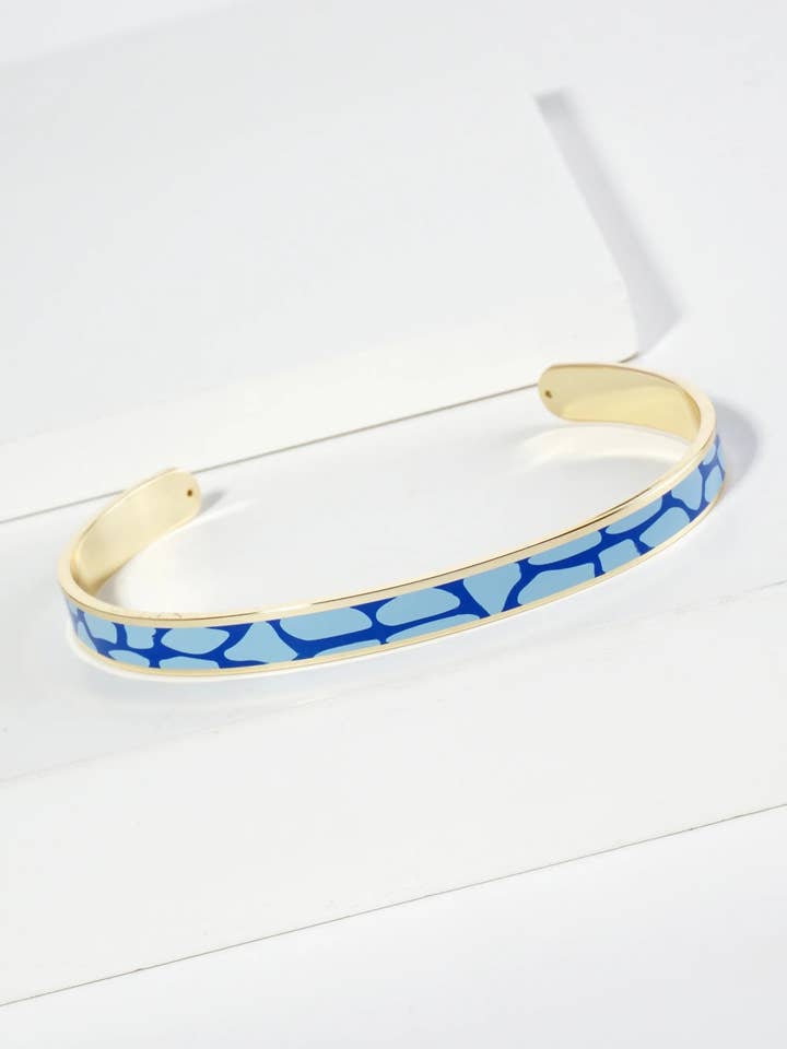 18K Gold Dipped Two-Tone Animal Print Enamel Cuff for wholesale by Wild Honey