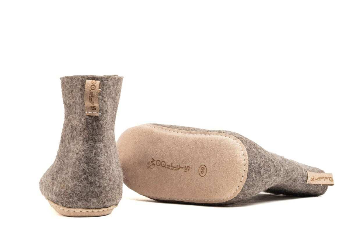 Woollyes Inc – wholesale Stövlar - Unisex – Inomhusstövlar med lädersula - Natural Brown6