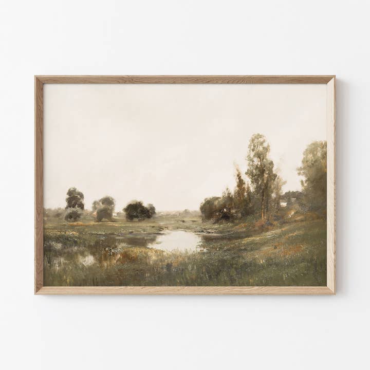 Impression d'art vintage - Paysage d'arbres - 'Amber Grasslands' pour la vente par AMY WARR ART