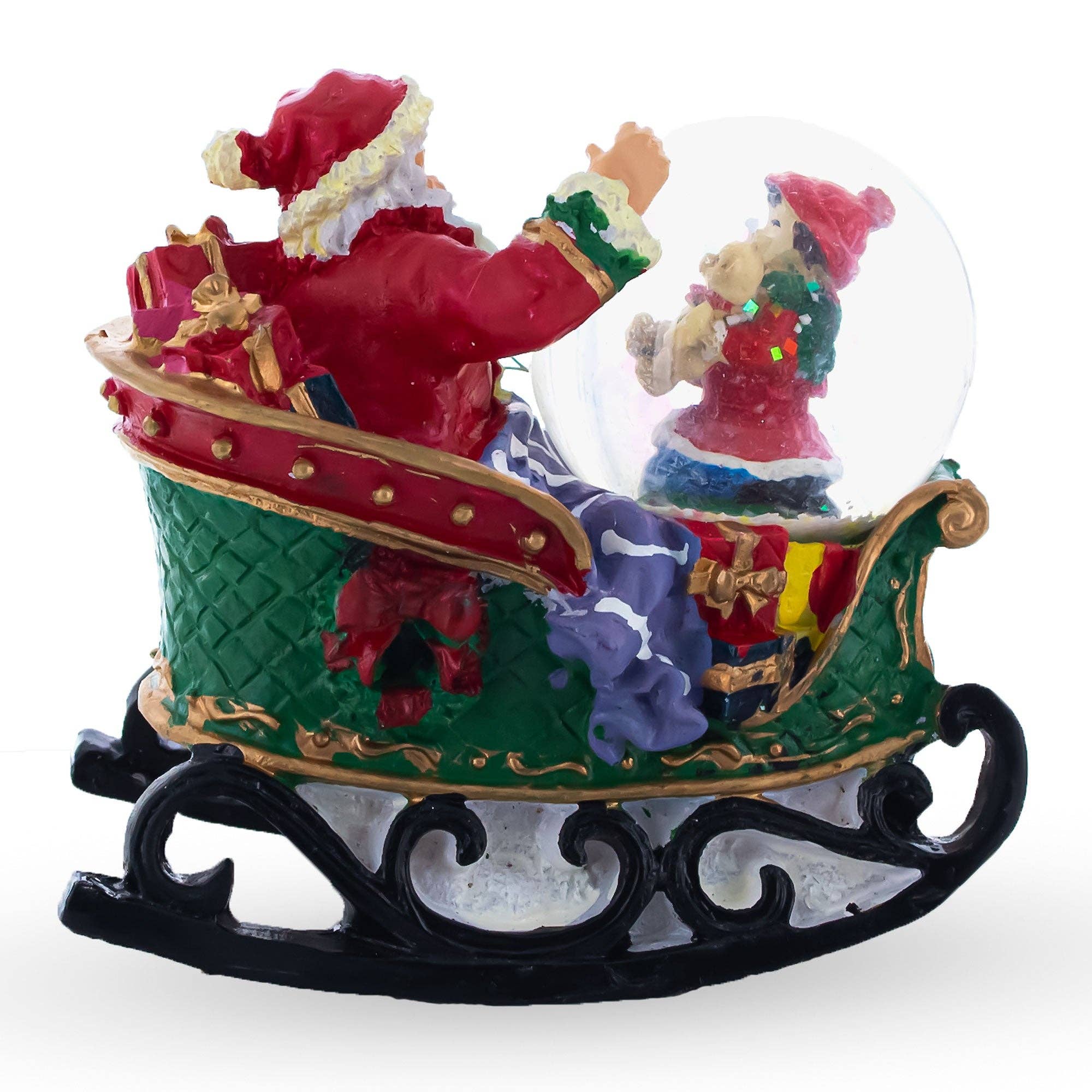 BestPysanky - Wholesale Snow Globe - Santa's Joyful Sleigh Ride Mini Snow Water Globe3