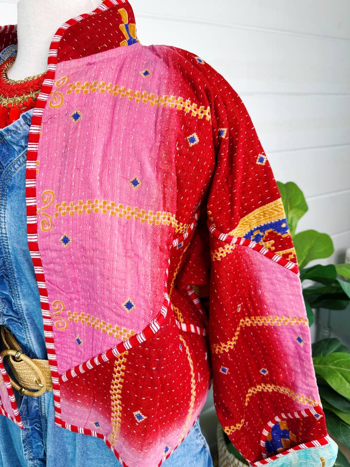 Folklore Couture - Wholesale Bomber Jacket - Women's - Blanket Coat | Kantha Quilted Bomber Jacket | Patchwork Coat