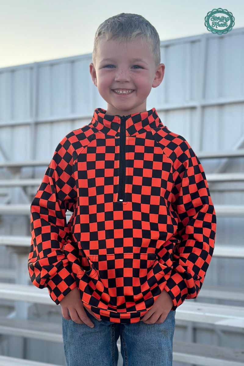 Sterling Kreek – Großhandel Sweatshirt – Kinder – Mini Pep Rally Pullover, Orange und Schwarz1