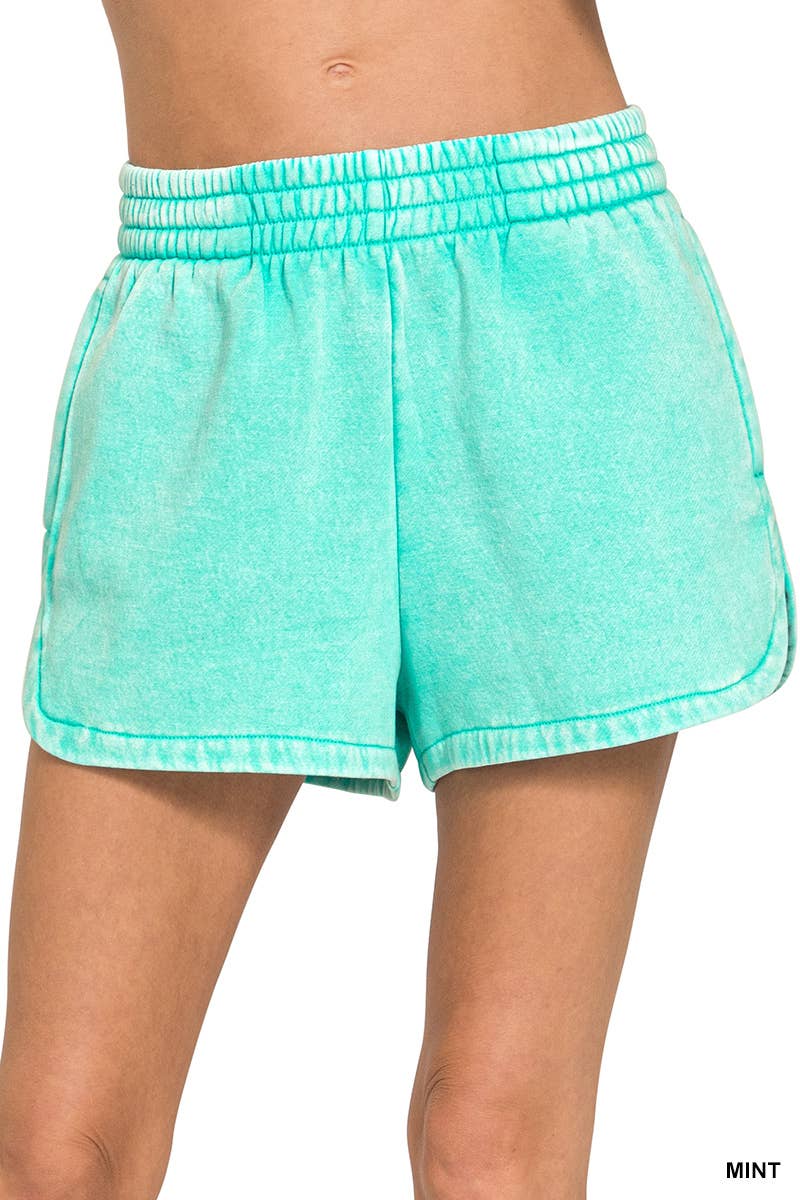 Vanilla Monkey - Wholesale Lounge Shorts - Women's - Acid Washed Elastic Waistband Dolphin Shorts15