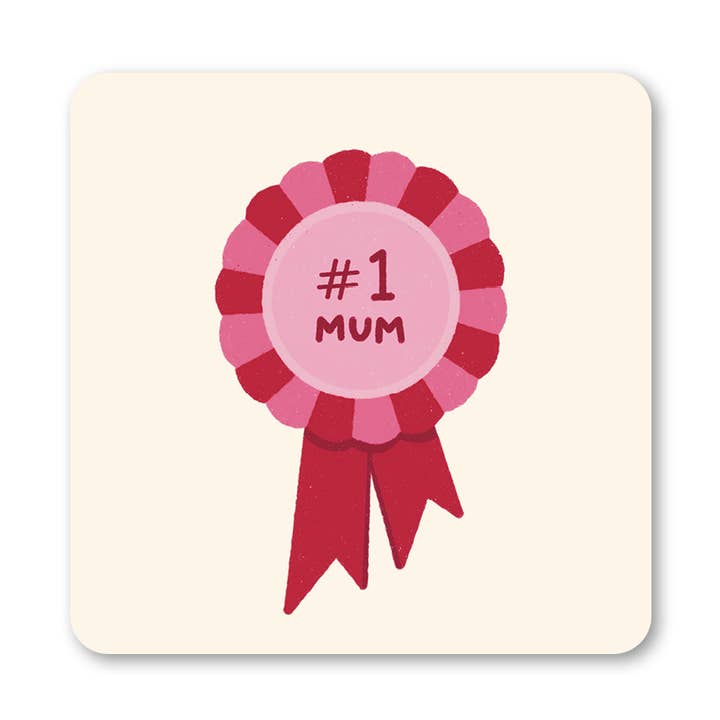 Number 1 Mum Rosette - Mother's Day Coaster for wholesale by Ella Goddard