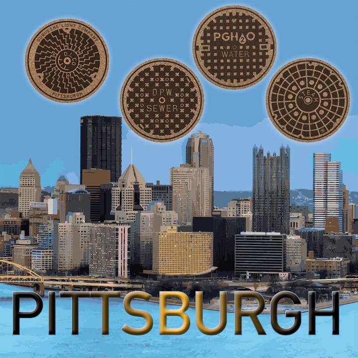 Manhole Cover Coasters Pittsburgh for wholesale by Tombino