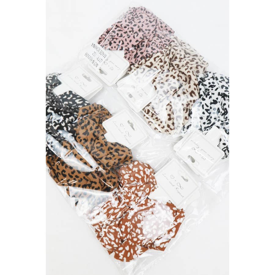 MIX COLOR Large Leopard Scrunchie Set for wholesale on Faire8