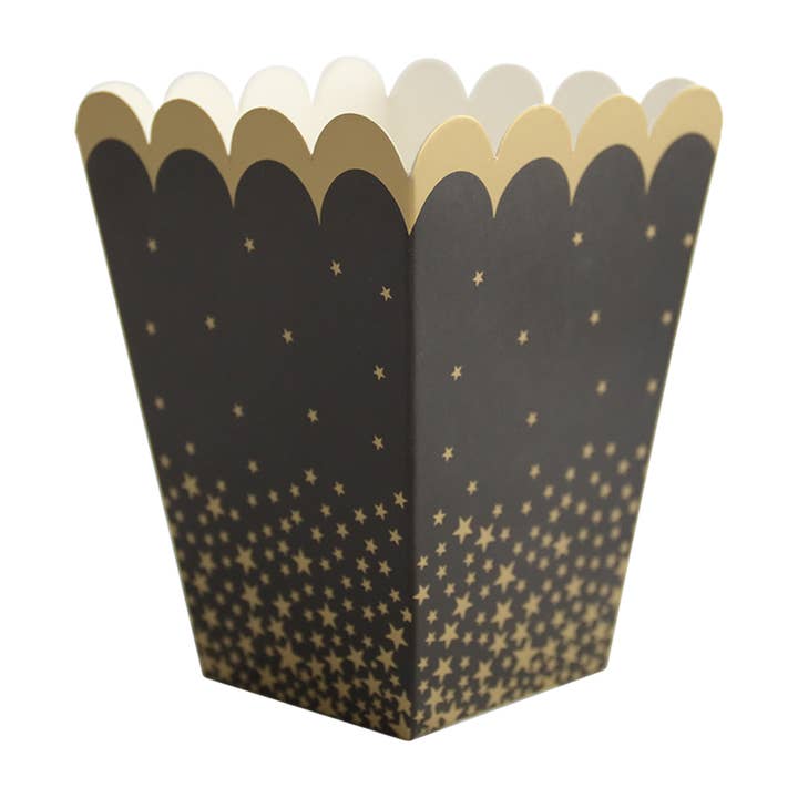Cofanetto con stelle dorate/pop corn neri (6 pezzi) per la vendita all'ingrosso da parte di MI FIESTA