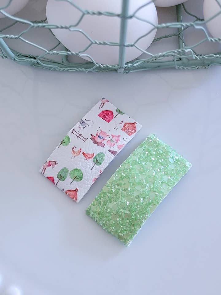 2" Rectangle Snap Clip Pair-Fun on the Farm for wholesale by Dainty Delights Creations