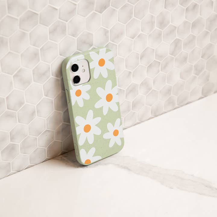 Pela Case Corporation – wholesale Phone case – Women’s – Sage Green Daisy iPhone 6/6s/7/8/SE Case
