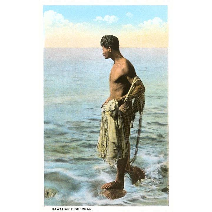 Carte de vœux HI-84 Pêcheur hawaïen pour la vente par Found Image Press