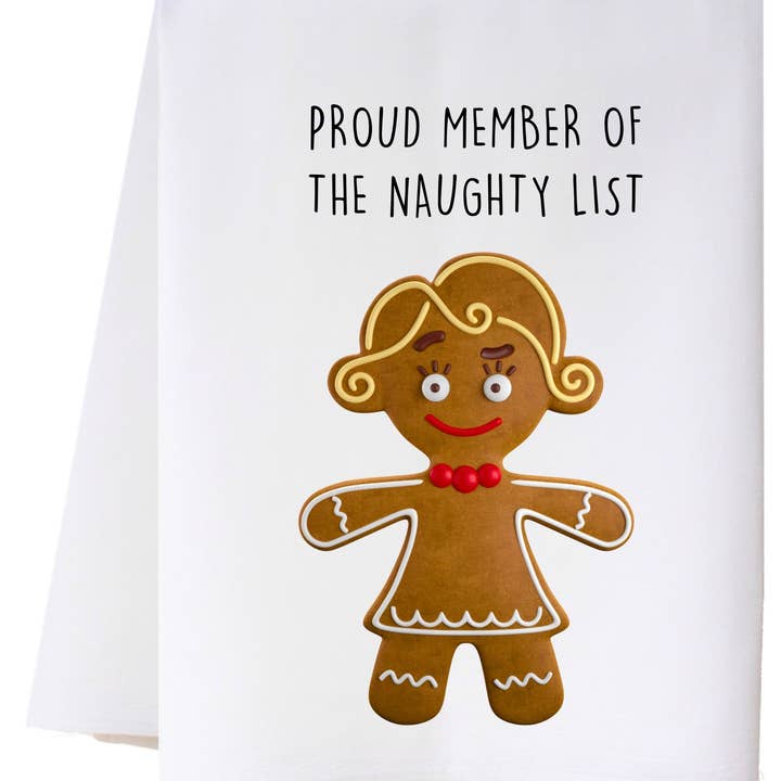 Naughty List Kitchen Towel for wholesale by Cora & Pate